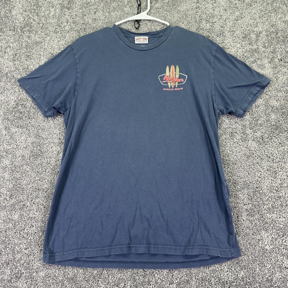 Ron Jon Surf Shop Shirt Mens Large Blue Myrtle Beach Surfboards Graphic Logo Tee